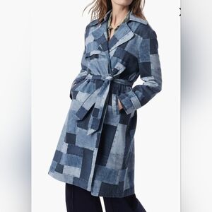NWT Dee Ocleppo Cassie Patchwork Denim Trench Coat Women's Small